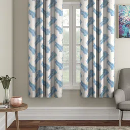 Cortina Blue & Cream-Coloured 2 Pcs Quirky Window Curtains-16