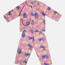 TINY HUG Boys Pink & Blue Printed Night suit-91