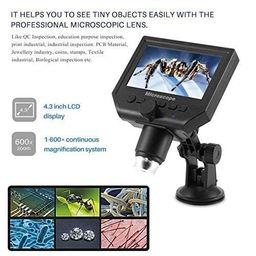 dhruvpro Portable Smart LCD Digital Microscope 4.3 Inch LCD HD 1-600x 3.6mp High Expansion 1080p/720p/VGA Image Sensor with Adjustable Stand for QC/Industrial/Collection Inspection image 2