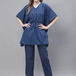 TAG 7 Floral Printed Pure Cotton Kaftan Night Suit-image-29