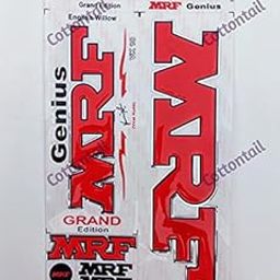 Cottontail | 3D MRF Grand VK-18 Edition | Embossed Cricket Bat Sticker | Red/Sliver Lining || #17-23