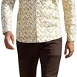 Pista Trellis Patterned Glaxo Cotton Short Kurta for Men-image-73