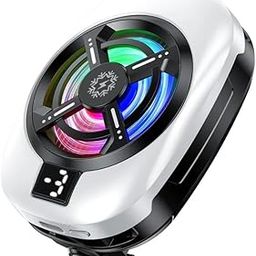 Mobile Phone Cooling Fan, RGB LED Lighting, Dual-Direction Airflow with Top and Bottom Outlets, White-image-76