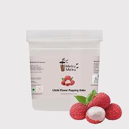 Meku Meku Litchi Flavour Popping Premium Boba Pearls (1.3kg) Soft and Chewy, Perfect for Bubble Tea & More!-image-30