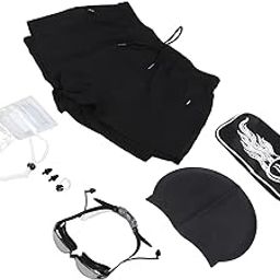 Swim Shorts Glasses Hat, Adjusting Drawstring Men Swimming Shorts 8Pcs 2 Layer Swimwear U Shape Crotch Anti Embarrassing with Nose Clip Ear Plugs for Practise (XXL 65-75kg)-image-35