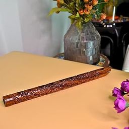 Santarms Handcrafted Wooden Flute Instrument, Decorative Carved Bansuri for Home Temple, Traditional Indian Bansuri Wind Instrument - 33 * 2 * 5.2 cm-image-30