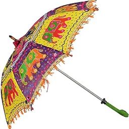 Embroidery Work Decorative Handmade Wedding Umbrella (Elephant) Useful for Party Decoration, Home Decor, Pre Wedding, Garba and Photoshoot. Umbrella (Multicolor)-picture-50