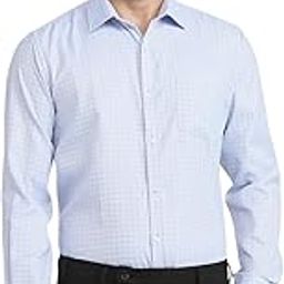 Men Slim Fit Checks Pattern Cotton Polyester Blend Semi Cutaway Collar Full Sleeve Formal Shirt-image-7