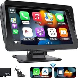 UNITOPSCI Wireless CarPlay Portable Car Stereo Android Auto Voice Control Bluetooth Car Radio 7 Inch HD Touch Screen CarPlay Screen Player Media Mirror Link GPS/FM/AUX/32G TF Card-picture-24