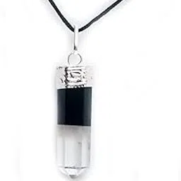 astroghar Black Tourmaline and Clear Quartz Crystal Bonded Pendant for Men and Women-picture-30