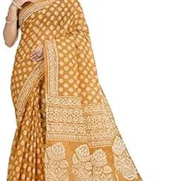 jevi prints Women's Pure Cotton Printed Saree Without Blouse Piece | Malmal Saree for Women | Lightweight Traditional Sari for Mother and Older Women-picture-7