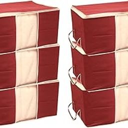 Kuber Industries 6 Piece Non Woven Underbed Storage Organiser Set, Extra Large, Maroon (CTS041)-11