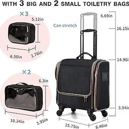 SHAMAX® Rolling Makeup Train Case with 5 Detachable Toiletry Bags | Professional Trolley Cosmetic Organizer with Wheels, Makeup Brush Holder & Waterproof Pockets for Travel & Salon Use-image-50