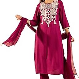 Women's Viscose Rayon Kurta and Pant with Dupatta Set-picture-14