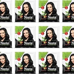 Neeta Powder Hair Colour, Henna Based Hair Color Natural Black 5g Pack of 12, Silky Soft and Shiny Hair Colour with Benefits of 5 Natural Herbs-image-61