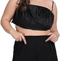 Strapless Black Draped Bustier Top with Pleated Satin Neckline | Soft and Flowing Fabric for Elegant and Fashion-Forward Style-image-32