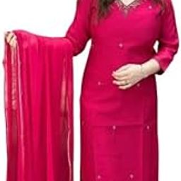 Red Color Women Pure Cotton Kurti Pant Dupatta Set-image-14