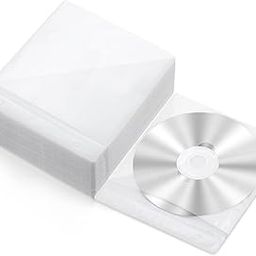 100 Pack DVD Sleeves Covers Double Sided Refill Plastic Storage Sleeve for Blank Storage Binders Clear Disc Holder Cases for Protection Replacement(White)-image-60