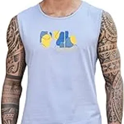 one sky Men's Sleeveless Graphic Printed Tank Top | Cotton Stretch Round Neck Casual Vest | Pullover Style-picture-0