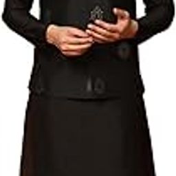 Men's Kurta Jacket Trousers Set Cotton Blend, Embroidered, Straight, Regular Fit, Mandarin Collar Ethnic Wear, Black-picture-15