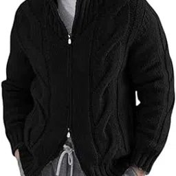 wesoke Men's Cable Knit Cardigan Sweater with Button Closure and Pockets for Autumn and Winter-picture-4