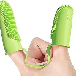 Inralimot Dog Toothbrush Cat Finger, Teeth Cleaning Set Soft Bristles for Easy Dental Care Toothbrush Suitable for Large to Small Dogs Cats and Small Pets Color: Pink or cyan,Manual, Adult-image-57