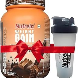 Nutrela Weight Gainer Powder - 1kg, Chocolate Flavour with Free Shaker| 20g Protein, 66.8 Carbs, 13 Vitamins & 12 Minerals with Khandsari Sugar | Ideal for Athlete, Men, Women & Kids above 10 Year-11
