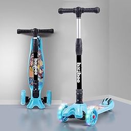 Baybee Flash Kick Scooter for Kids | Smart Foldable 3 Wheel Kids Scooter with 4 Height Adjustable, LED PU Wheels & Brake | Skating Scooters Upto 75 Kg Capacity | Skate Scooters for Kid (Light Blue)-picture-29