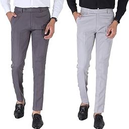 Grey Men's Combo Slim Fit Office wear Formal Trousers/Pant (Pack of 2)-picture-32