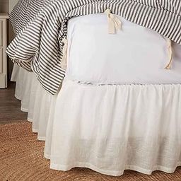 Antique Muslin Twin Bed Skirt w/ a 16" Drop, Soft White Linen-Look Textured Fabric, Gathered Vintage Farmhouse, Country Cottage Dust Ruffle-image-38