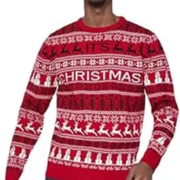 yashidun Men's Slim Fit Wool Blend Round Neck Christmas Sweater with Long Sleeves-picture-2