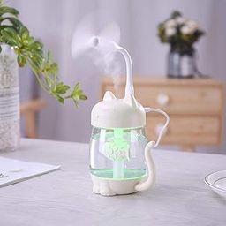 Delavala Room Humidifier Cool Mist cute cat design Humidifier For Adults and Baby Bedroom | Portable Room Diffuser Air Purifier Atomizer Power Fan and Colorful Change Nightlights With 350ml Tank-image-3