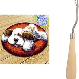 FABLOFT® Latch Hook Rug Kits DIY Dog Craft Embroidery Cushion with Wood Crochet Hook-picture-28