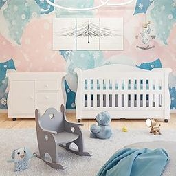 TBS Snow Angle Theme Cot Set for Baby| (Cot/Changing Table/Rocking Chair) | Finish - PU| Size -56 x 27 Inches| Color -Ivory-image-35