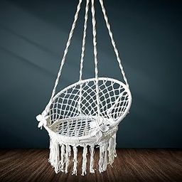 KAAHIRA Luxurious Large Swing Chair for Adults Kids in Unique Design with Flower Handles | Strong, Durable & Rust Free - Powder Coated Metal Frame | Free Hanging Accessories-image-38