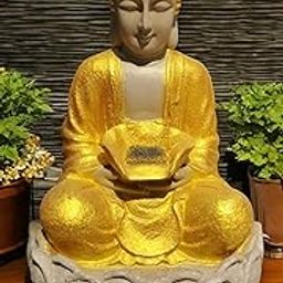 Swadeshi Decors 2 Feet Large Kamal Buddha Water Fountain|Led Lighting with Motor|Outdoor/Indoor/Garden Water Fountain| Buddha Fountain for Home Decor|(Golden Era, 2 Feet)-image-31