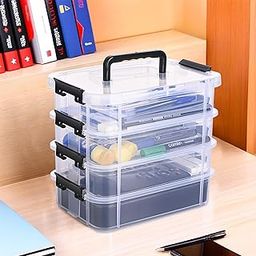 Kuber Industries 4-Layer Transparent Stackable Storage Box with Lid | Medicine & Stationary Organizers Box for Home | Detachable Organizer for Jewellery, Sewing Button, Arts & Crafts | Black-5