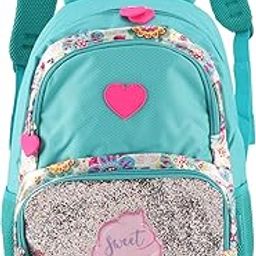 School Backpack, Long Service Life Students Backpack Cute Design Fine Workmanship for School(Blue-Green)-image-81