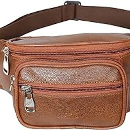 Rc Rexcuir Vegan Leather Waist Bag for Men and Women | Fanny Pack Travel Handy Hiking Zip Pouch Money Belt with Adjustable Strap for Men and Women(Tan Length 75cm)-image-64