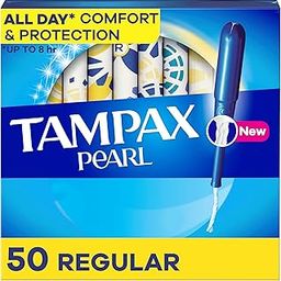 Tampax Pearl Plastic Tampons, Regular Absorbency, Unscented, 50 Count-image-3
