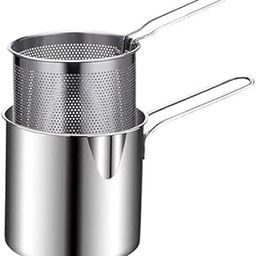 Small Deep Frying Pot With Basket 1200Ml Stainless Steel Fryer Pot With Long Handle Mini Deep Oil Fryer For French Fries/Shrimp/Fish/Chicken Wings (1-Pcs)-picture-0