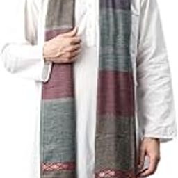 Men Multi Stiped Woven Wool Shawl 3J40_Black-image-40