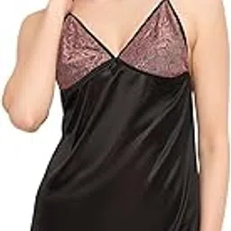 clovia Women's Satin Babydoll with Lacy Cups & Stylised Back-picture-38