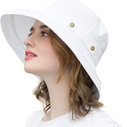 Ubervia Womens Cotton Wide Brim Sun Hats UPF50 UV Packable Beach Hat Summer Bucket Cap for Travel-image-51