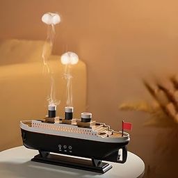Inditradition Titanic Steam Ship Design Humidifier Diffuser For Home, Office | Ultrasonic Aromatherapy Mist Diffuser (With Multi-Colour LED, 12 X 5.5 Inches, 250ml Tank) (Black)-28