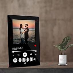 Giftplease Customized Photo Frame | Spotify Plaque with Steel removable stand | Personalized Photo Frame | Gift | Birthday | Anniversary | Valentine's Day (Black, 6 * 9 Inches)-2