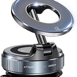 GETSABLE 360° Vacuum Magnetic Phone Holder, Magnetic Car Mount with Reinforced Suction Cup Phone Holder for Car/Gym/Mirror, Car Mount Compatible with iPhone & Android - Black-image-39