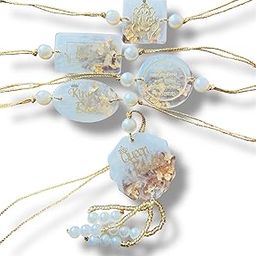 Handcrafted Rakhi for Bhaiya & Bhabhi with Gold Accents, Pearl Beads and golden Threads Set of 5 | 4 for BROTHER & 1 for SISTER IN LOW-1