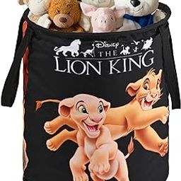 Kuber Industries Foldable 45L Toys Organizer for Kids Room - Soft Toys Storage Bag/Basket/Container with Handles | Disney Lion King - Black-image-15
