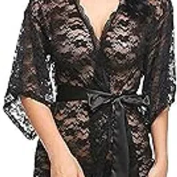 fihana Women Sexy Floral Net Lace Babydoll Lingerie Night Robe/Nightgown Lingerie for Honeymoon with Bikini Set S-3XL-picture-12